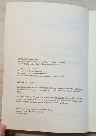 PROLOG E ANALISI DEL LINGUAGGIO NATURALE