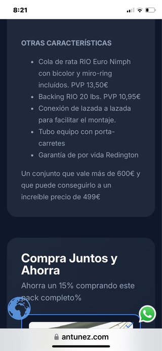Carrete Pesca Redington RUN Aluminio y linea Rio