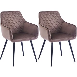 Set 2 Sedie da Pranzo in Velluto Marrone Ergonomica