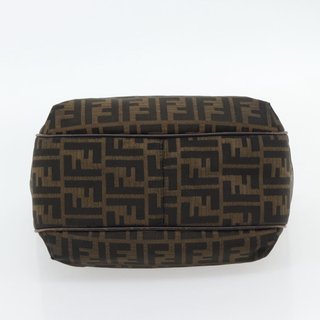 FENDI Zucca Canvas Shoulder Bag Black Brown Auth