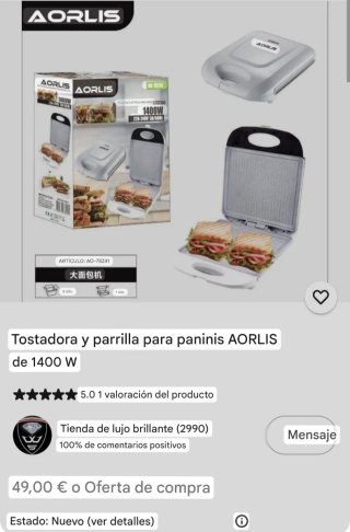 Plancha Eléctrica AORLIS 1400W AO-78241