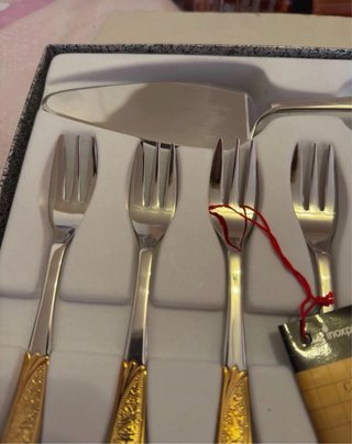 Set 6 forchette e paletta torta Inoxpran Gold
