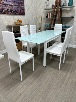 Mesa Comedor Negra con 6 Sillas Negras