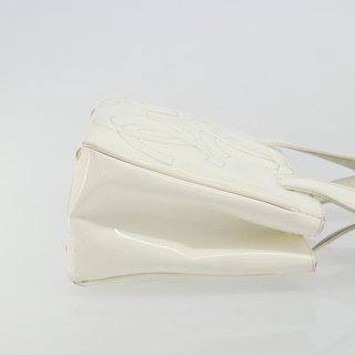 CHANEL Triple Coco Hand Bag Patent leather White
