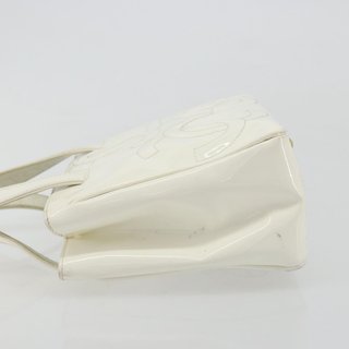 CHANEL Triple Coco Hand Bag Patent leather White