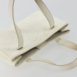CHANEL Triple Coco Hand Bag Patent leather White
