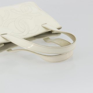 CHANEL Triple Coco Hand Bag Patent leather White