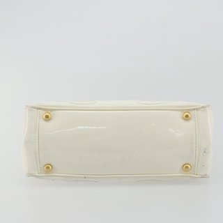 CHANEL Triple Coco Hand Bag Patent leather White