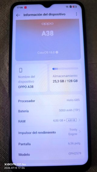 OPPO A38 128GB Negro - Como Nuevo