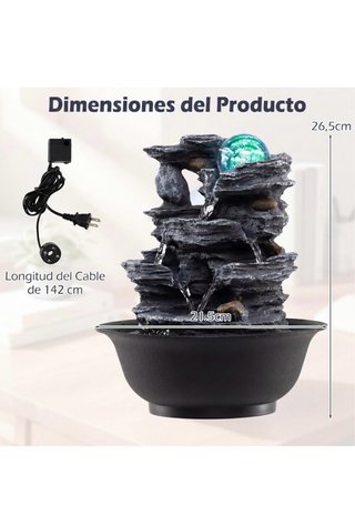 Fuente de agua decorativa con luz LED Sin estrenar
