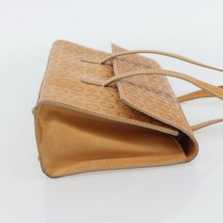 CELINE C Macadam Canvas Hand Bag Leather Beige