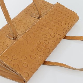 CELINE C Macadam Canvas Hand Bag Leather Beige