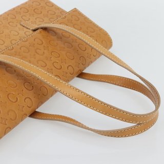 CELINE C Macadam Canvas Hand Bag Leather Beige