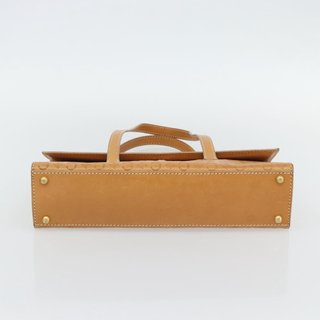 CELINE C Macadam Canvas Hand Bag Leather Beige