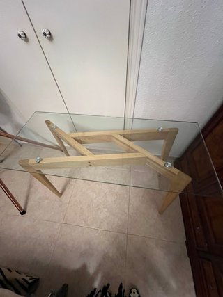Consola d'ingresso in legno e vetro