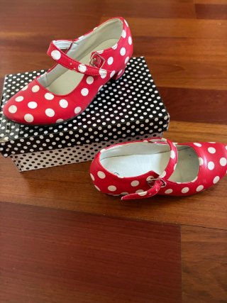 Zapatos niña flamencos rojos lunares 33