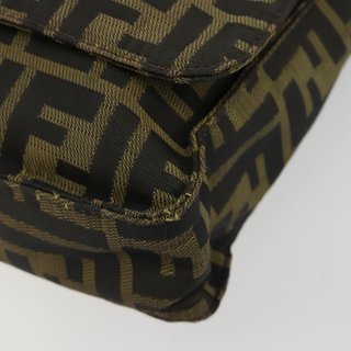FENDI Zucca Canvas Shoulder Bag Black Brown Auth