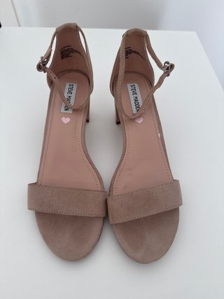 Sandalias Steve Madden Tacón Bajo Beige Rosa