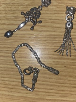 Lote 3 Pendientes y Pulsera Antigua Rotos,  plata
