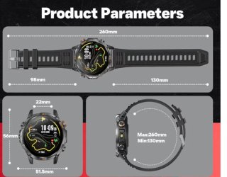 Smartwatch GPS Militare Uomo Nero nuovo