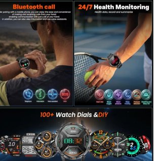 Smartwatch GPS Militare Uomo Nero nuovo