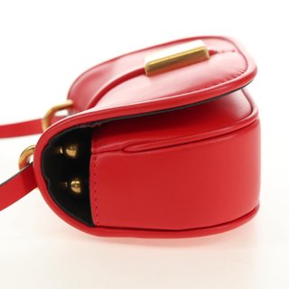 FENDI C'mon Small Shoulder Bag Leather Red Gold
