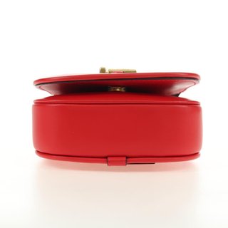 FENDI C'mon Small Shoulder Bag Leather Red Gold