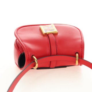 FENDI C'mon Small Shoulder Bag Leather Red Gold