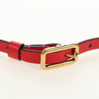 FENDI C'mon Small Shoulder Bag Leather Red Gold