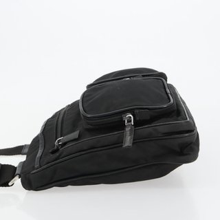 PRADA Shoulder Bag Nylon Black Silver Auth 180848