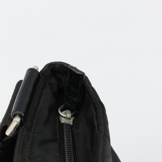 PRADA Shoulder Bag Nylon Black Silver Auth 180848