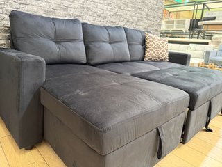 Sofá Cama Chaise Longue con Arcón Negro