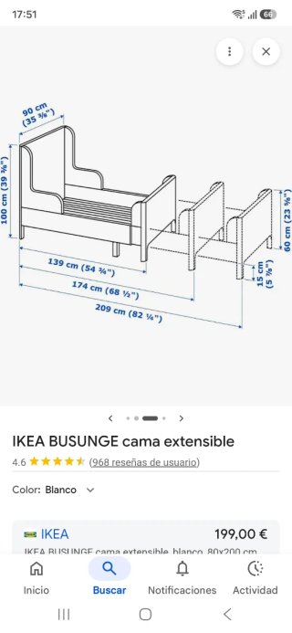 Cama infantil extensible Ikea Busunge