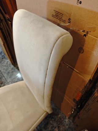 Silla Comedor Tela Beige Patas Madera Oscura