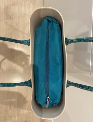 O bag Beige con Interior y Asas Teal