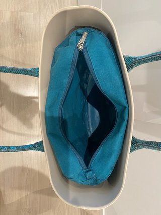O bag Beige con Interior y Asas Teal
