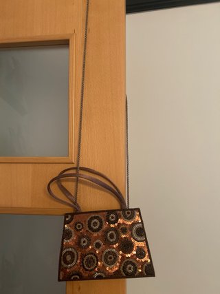 Bolso de fiesta lentejuelas naranja y marrón