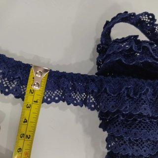 Renda franzida dupla folho azul marinho