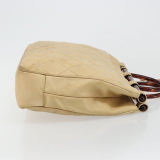 CHANEL Matelasse Hand Bag Lamb Skin Beige CC Auth