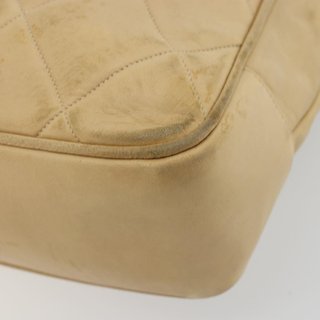 CHANEL Matelasse Hand Bag Lamb Skin Beige CC Auth