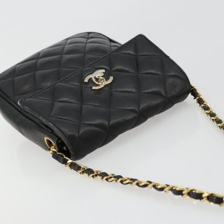 CHANEL Matelasse Chain Shoulder Bag Lamb Skin