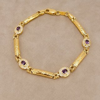 Pulsera Oro 18kl con piedras moradas ALM-TRA-2372
