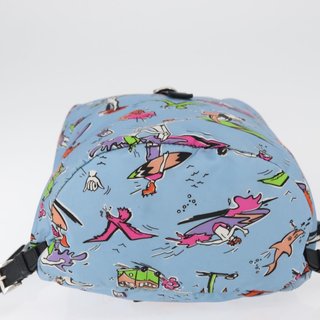 PRADA Backpack Nylon Light Blue Silver Auth