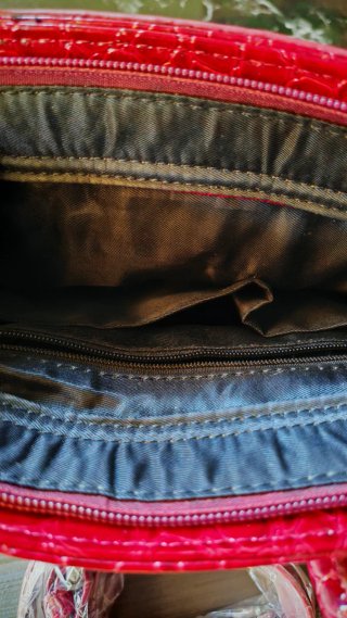 Borsa donna rossa lucida coccodrillo