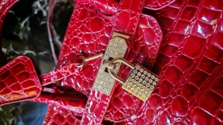 Borsa donna rossa lucida coccodrillo