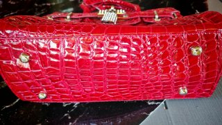 Borsa donna rossa lucida coccodrillo
