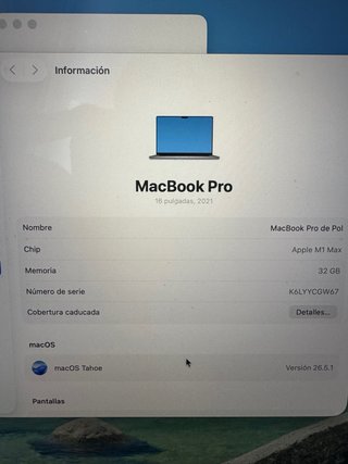 MacBook Pro 16 Plata (32gb) M1