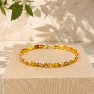 Pulsera Oro Blanco y Amarillo 18kl ALM-TRA2397