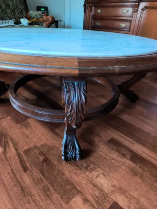 Mesa baja vintage mármol y madera