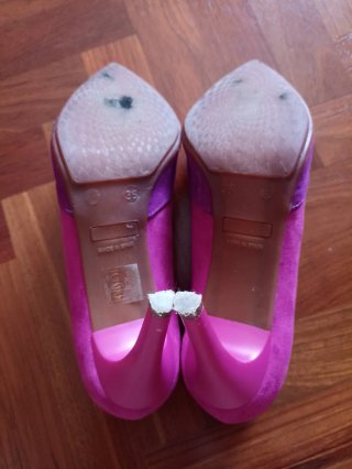 Zapatos tacón fucsia y buganvilla talla 36